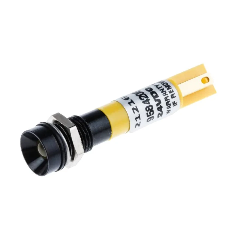 RS PRO Yellow Panel Mount Indicator 24V DC 17mA Solder Tab Termination IP67 Recessed 212-165