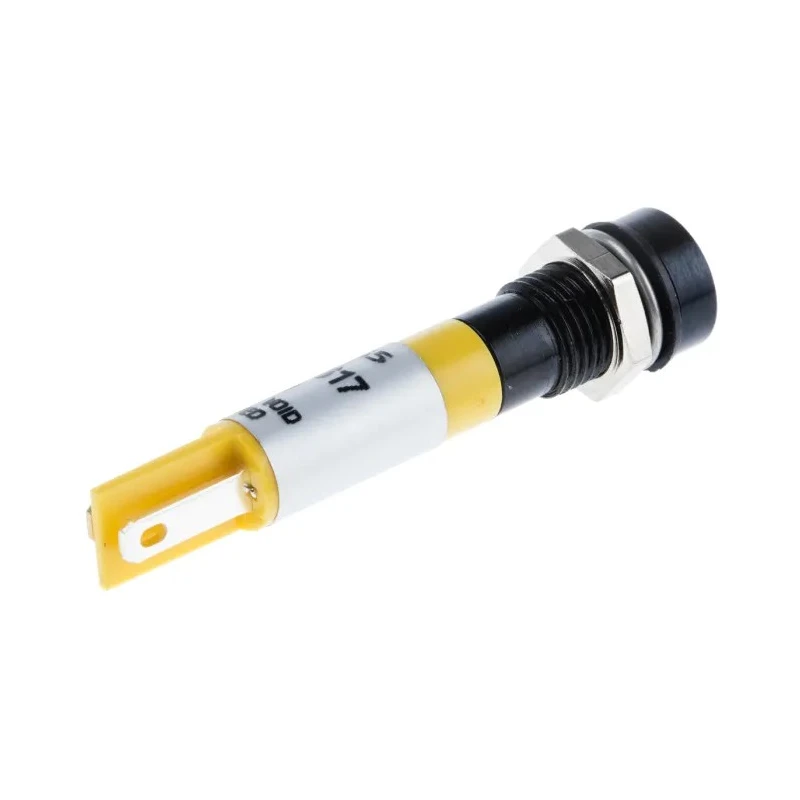 RS PRO Yellow Panel Mount Indicator 24V DC 17mA Solder Tab Termination IP67 Recessed 212-165