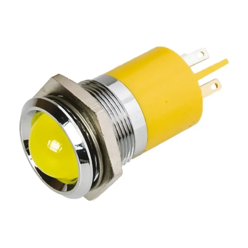RS PRO Yellow Panel Mount Indicator 48-65V DC 10mA Silver Bezel Prominent 212-244