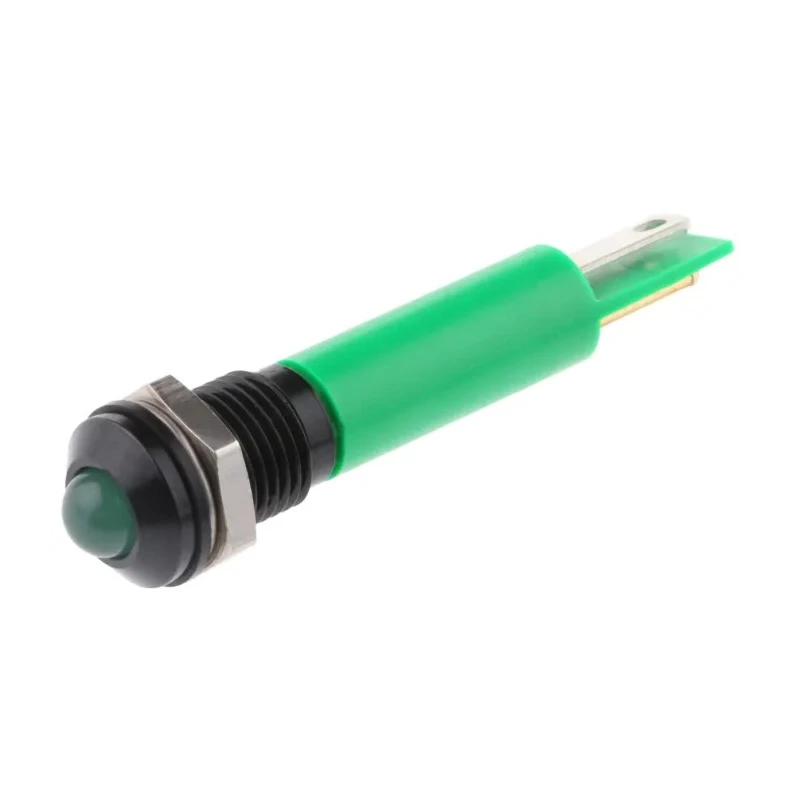 RS PRO Green Panel Mount Indicator 24V DC, 17mA, Solder Lug Termination, IP67, Prominent Bezel 212-200