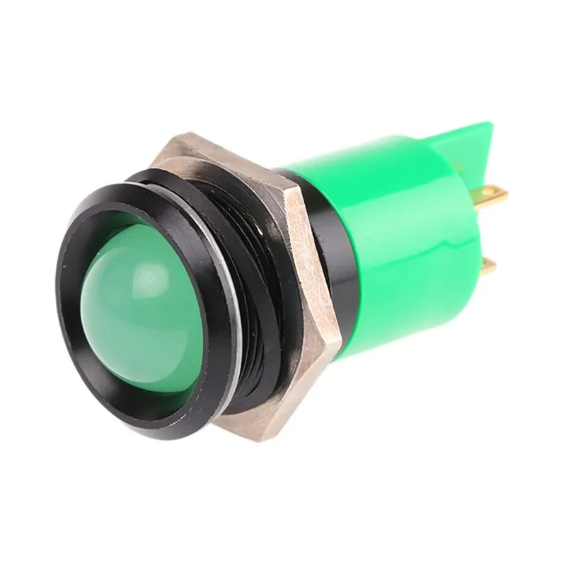 RS PRO Green Panel Mount Indicator, 24 V AC/DC, 20mA, Solder Tab Termination, Prominent Bezel 212-345