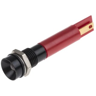 RS PRO Red Panel Mount Indicator 24 V AC/DC 20mA Solder Tab Termination IP67 Recessed 212-402