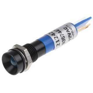 RS PRO Blue Panel Mount Indicator 12V 17mA Solder Tab IP67 Recessed 212-424