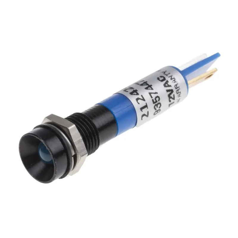 RS PRO Blue Panel Mount Indicator 12V 17mA Solder Tab IP67 Recessed 212-424