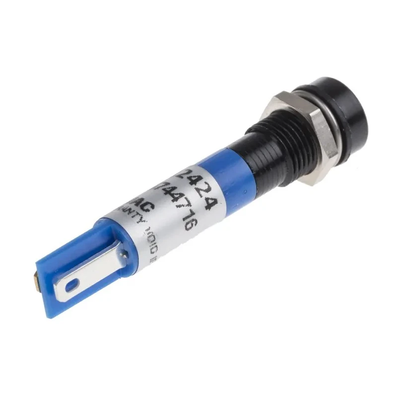 RS PRO Blue Panel Mount Indicator 12V 17mA Solder Tab IP67 Recessed 212-424