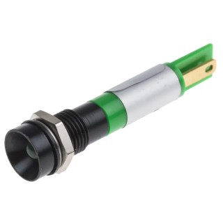 RS PRO Green Panel Mount Indicator, 12V, 17mA, Solder Tab Termination, IP67, Recessed 212-531