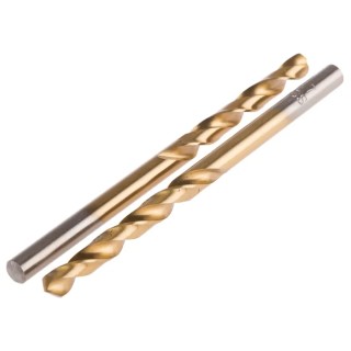 RS PRO HSS Jobber Drill Bits, TiN Coated, 80mm Overall Length, 4.7mm Drill Bit Size, 10 Pcs, Right Cutting 214-161