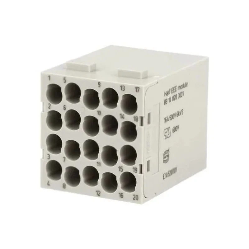 HARTING Heavy Duty Power Connector Module 16A, HAN Modular Series Male, 20 Contacts 09140203001