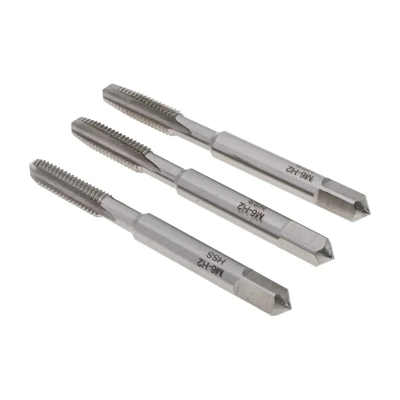 RS PRO Tap Set, M6 Thread, Metric Standard, Straight Flute Hand Tap, HSS Material, 3 Pieces, 66mm Length 215-530