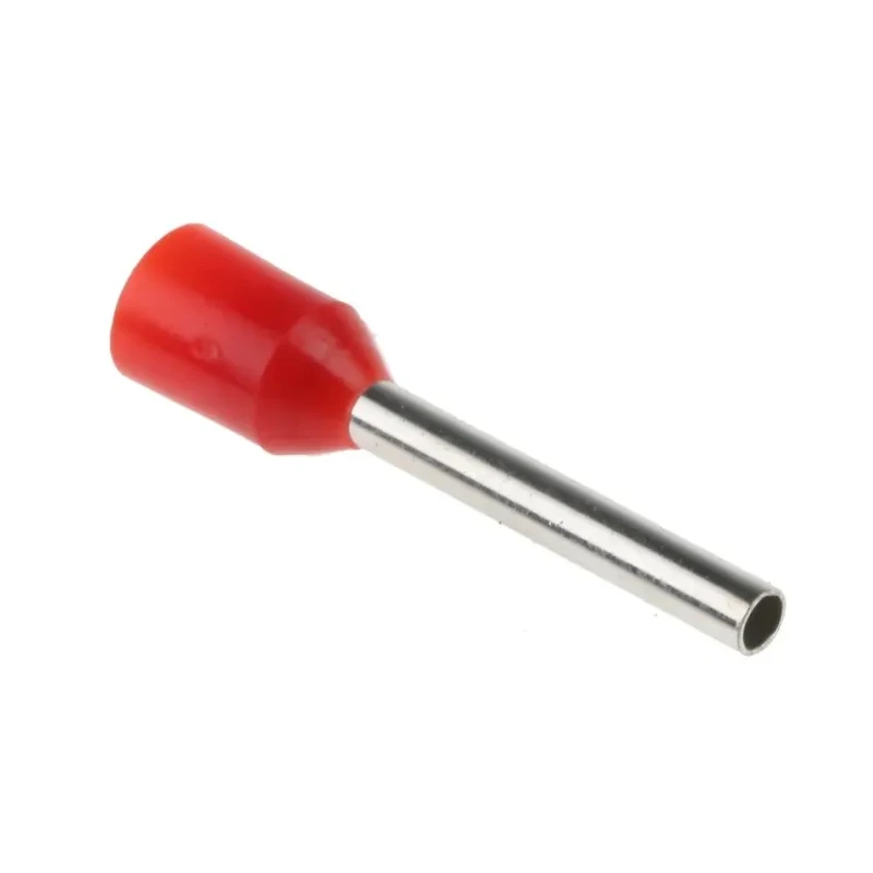 RS PRO Insulated Crimp Bootlace Ferrule with 12 mm Pin Length, 1.7 mm Pin Diameter, Red for 18 AWG Wire 250-3438