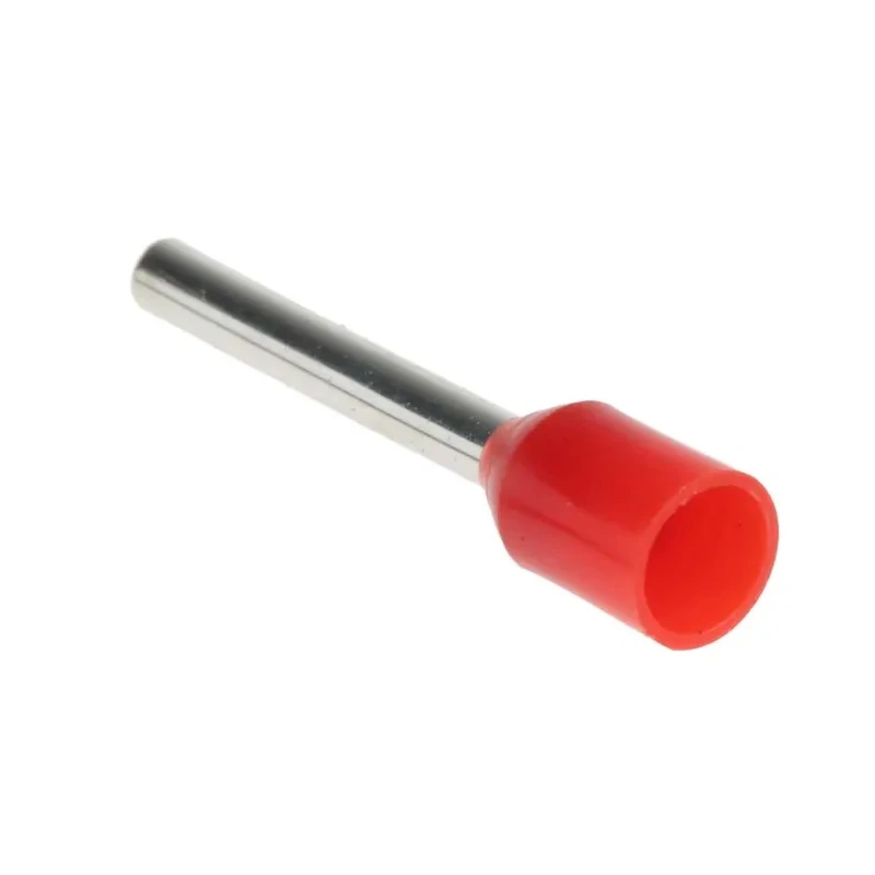 RS PRO Insulated Crimp Bootlace Ferrule with 12 mm Pin Length, 1.7 mm Pin Diameter, Red for 18 AWG Wire 250-3438