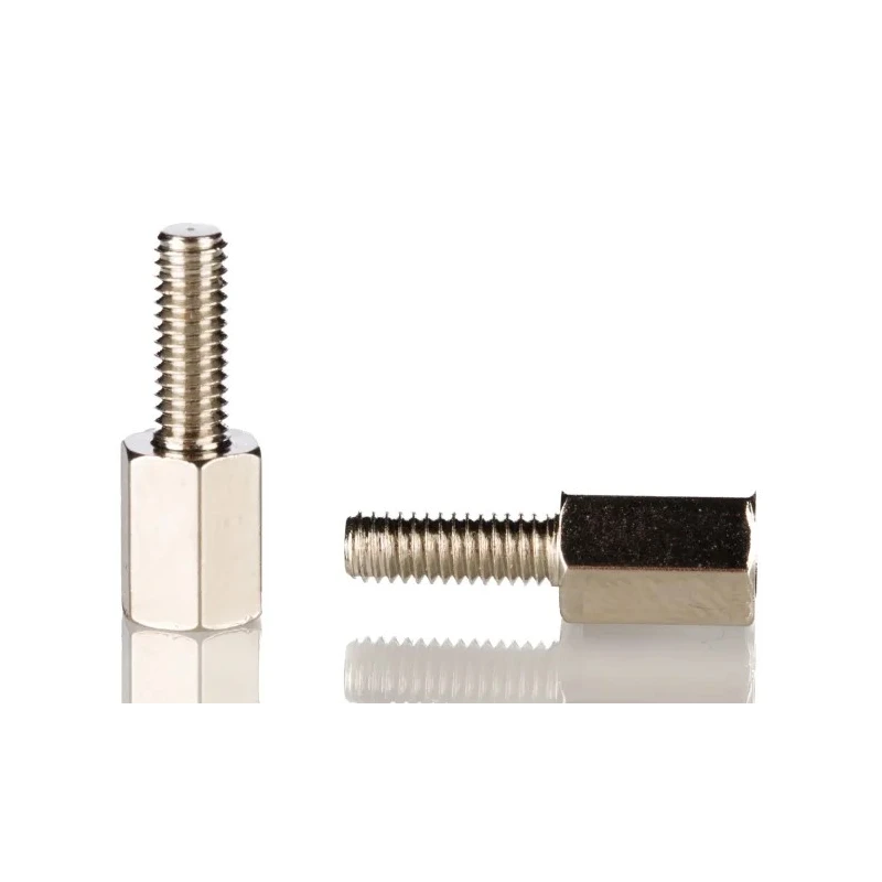 RS PRO M3 Brass Hexagonal Standoff 6 mm Body Length 8 mm Stud Length Nickel Finish 221-128
