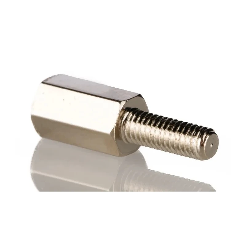 RS PRO M3 Brass Hexagonal Standoff 6 mm Body Length 8 mm Stud Length Nickel Finish 221-128