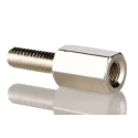 RS PRO M3 Brass Hexagonal Standoff 6 mm Body Length 8 mm Stud Length Nickel Finish 221-128