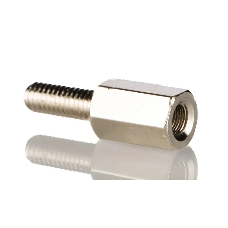 RS PRO M3 Brass Hexagonal Standoff 6 mm Body Length 8 mm Stud Length Nickel Finish 221-128