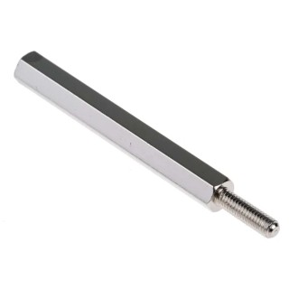 RS PRO M3 Hexagonal Brass Standoff with 40 mm Body and 10 mm Stud, Nickel Plated 221-184