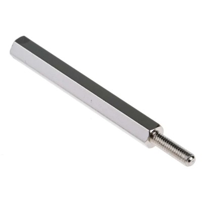 RS PRO M3 Hexagonal Brass Standoff with 40 mm Body and 10 mm Stud, Nickel Plated 221-184