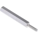 RS PRO Brass Hex Standoff, M3 Thread Size, 30 mm Body, 10 mm Stud Length, Nickel Finish 221-178