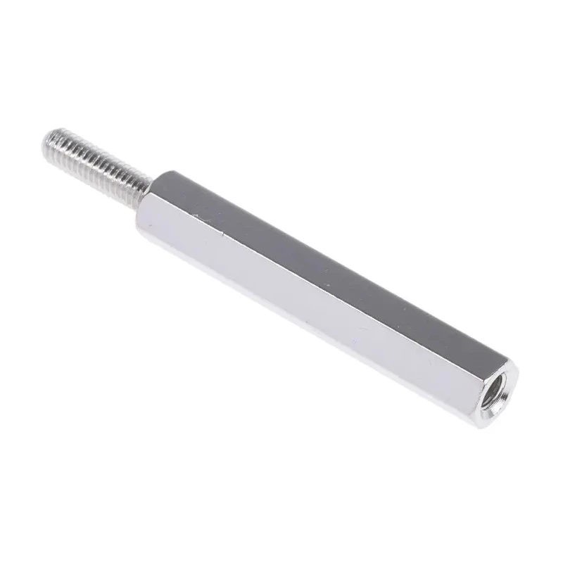 RS PRO Brass Hex Standoff, M3 Thread Size, 30 mm Body, 10 mm Stud Length, Nickel Finish 221-178
