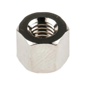 RS PRO Brass Hexagonal Standoff M4, 6 mm Length, Female/Female, Nickel Plated 222-474