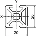 Bosch Rexroth Silver Aluminium Strut Profile 20 x 20 mm 6 mm Groove 3 m Length Series MGE 13.2 3842993422/3000