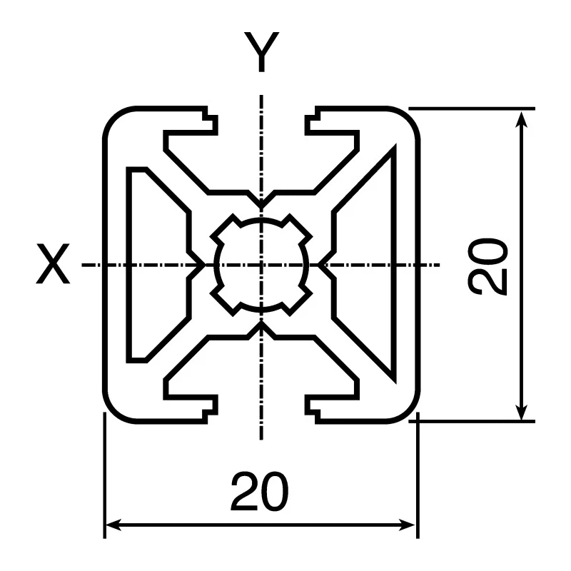 Bosch Rexroth Silver Aluminium Strut Profile 20 x 20 mm 6 mm Groove 3 m Length Series MGE 13.2 3842993422/3000