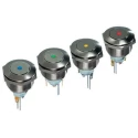 APEM AV Series Illuminated Push Button Switch Latching 22.2 mm Cutout Red LED IP65 48V dc 250V ac AV031L6EA240K