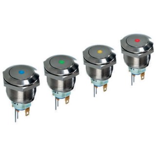 APEM Illuminated Push Button Switch, Latching, 19.2 mm Cutout, Red LED, IP65, 48 V dc AV091L6EA200