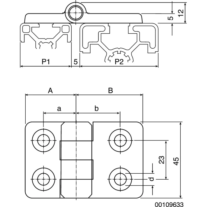 Bosch Rexroth Die Cast Aluminium Door Hinge MGE Compatible with 40 mm Strut Profile 3842544530