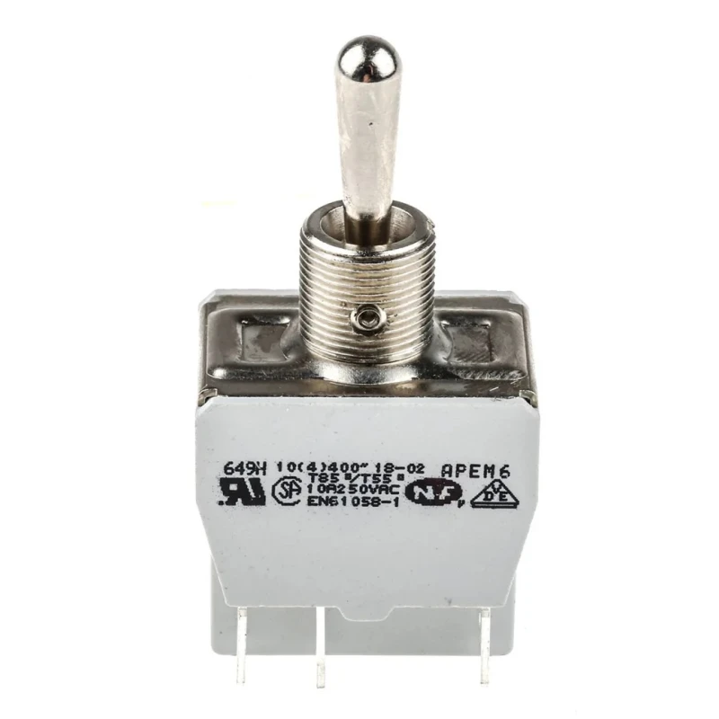 APEM Toggle Switch Panel Mount On-Off-On DPST Tab Terminal 24V dc 250V ac 649H/2