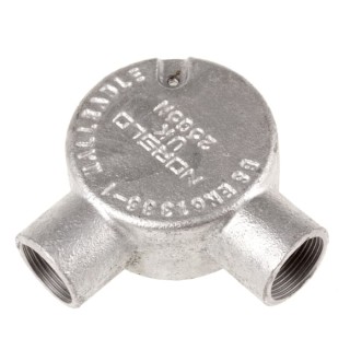 RS PRO Galvanised Steel Conduit Fitting, 25 mm Nominal Size, M4 Thread, Black Finish 228-772