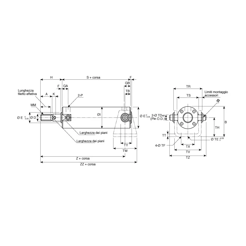 SMC Trunnion Pin, Compatible with 20 mm Bore Size CG-T020