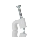 RS PRO White Polyethylene Round Cable Clip with Hardened Steel Nail 3.5 mm Max Bundle Diameter 5.9 mm Length 233-516