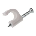 RS PRO White Polyethylene Round Cable Clip, 7 mm Max Bundle Diameter, Nail Fixing, 11 mm Length 233-522