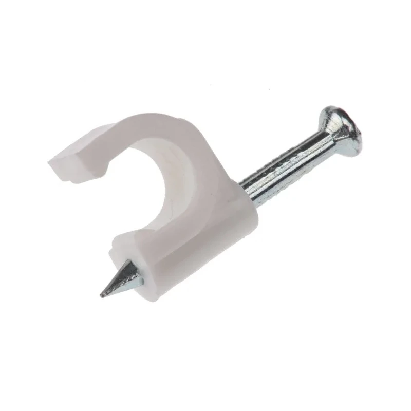 RS PRO White Polyethylene Round Cable Clip, 7 mm Max Bundle Diameter, Nail Fixing, 11 mm Length 233-522