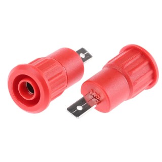 Staubli Red Female Banana Socket, 4 mm Connector, Tab Termination, 1kV, 24A, Nickel Plating 23.3160-22