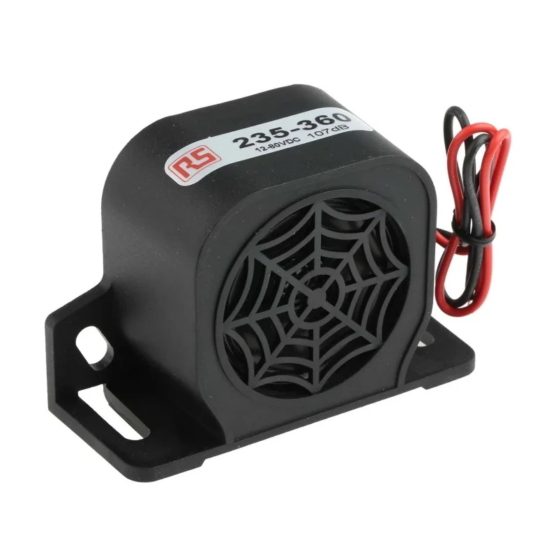 RS PRO Electronic Sounder Universal 12 to 80V DC 107 dB 1-Tone Glass Filled Nylon Housing 235-360