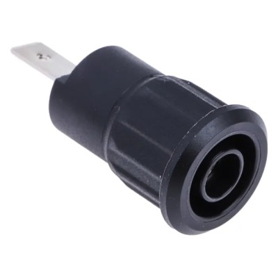 Staubli Black Female Banana Socket, 4 mm Connector, Tab Termination, 1 kV Voltage, 24 A Current, Nickel Plating 23.3160-21