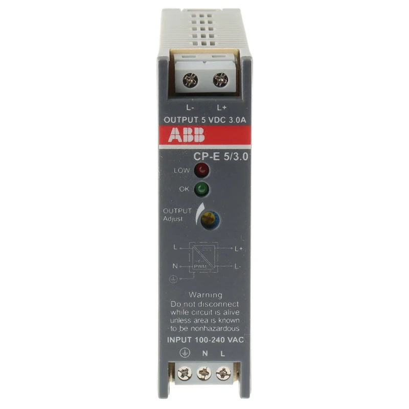 ABB CPE Switched Mode DIN Rail Power Supply 240V AC Input, 5V DC 3A Output, 15W 1-Phase 1SVR427033R3000 CP-E 5/3.0