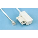 Decelect Telephone Extension Cable Female RJ11 to Male, White PVC Sheath, 3m RJ11