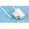 Decelect Telephone Extension Cable Female RJ11 to Male, White PVC Sheath, 3m RJ11