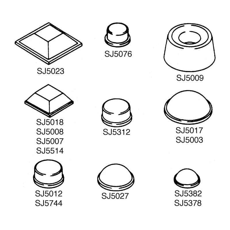 3M Tapered Square Polyurethane Self-Adhesive Feet, 12.7 mm Diameter 47.7 mm Width x 12.7 mm Length SJ5018N