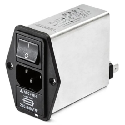 Schaffner FN393-1-05-11 250V AC 1A Panel Mount IEC Filter Male 2 Pole 1 Fuse Faston