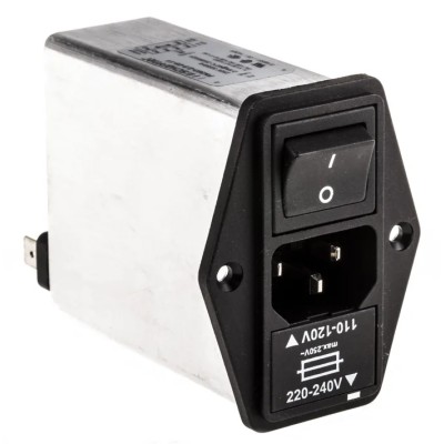Schaffner Panel Mount IEC Filter 250V AC 2.5A Male 2 Pole with 1 Fuse Faston FN393-2.5-05-11