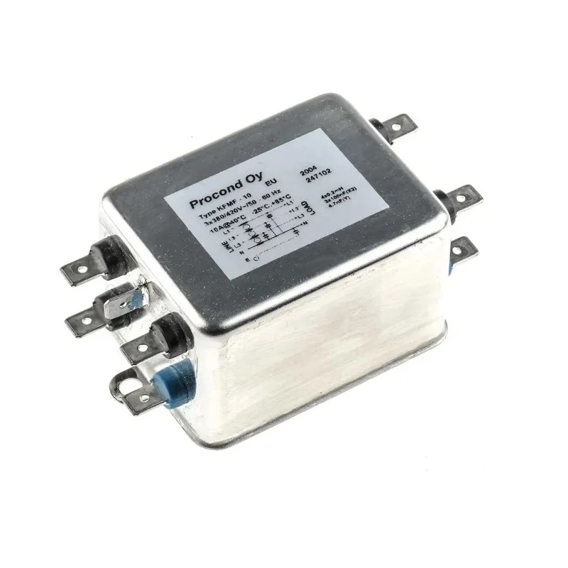 RS PRO Chassis Mount RFI Filter 10 A 420V AC 400Hz, Tab Termination, 3 Phase 240-270