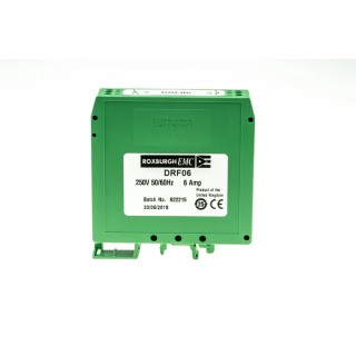 Roxburgh EMC DIN Rail RFI Filter 6A 250V AC 0-440Hz Screw Termination Single Phase DRF06
