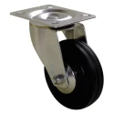 Guitel Hervieu Swivel Castor with 80 mm Rubber Wheel, 80 kg Load Capacity, Pressed Steel Frame, Bright Zinc Plated 1275082