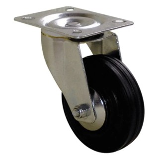 Guitel Hervieu Swivel Castor with 80 mm Rubber Wheel, 80 kg Load Capacity, Pressed Steel Frame, Bright Zinc Plated 1275082