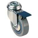 Guitel Hervieu Braked Swivel Castor, 70 kg Load Capacity, 100 mm Rubber Wheel, Pressed Steel Frame, Bright Zinc 313827