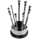 RS PRO Slotted Precision Screwdriver Set 9-Piece Tip Sizes 0.6 to 3 mm with Carousel Storage 243-291